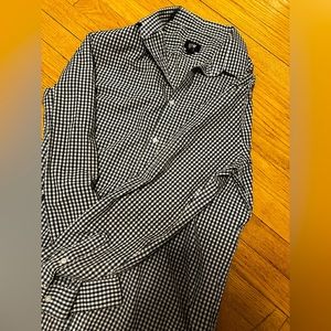 H&M easy iron blue & white checkered long sleeve casual button down